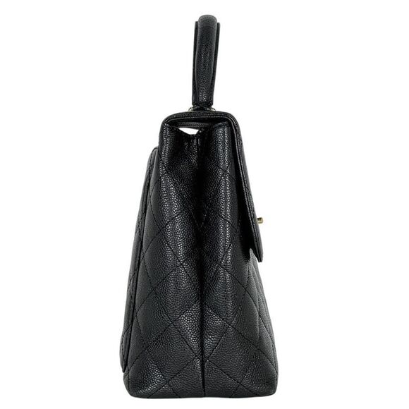 Chanel Cocomark Handbag Matelasse Handbag Caviar Skin Black A21397 Women's - Picture 4 of 14